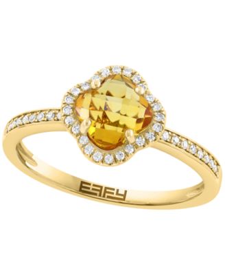 Diamond and Citrine Ring (1/10 ct. t.w. Diamond, 1-1/10 ct. t.w. Citrine) in 14k Yellow Gold