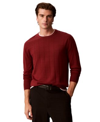 Men's Merino Grid Lightweight Crewneck Sweater