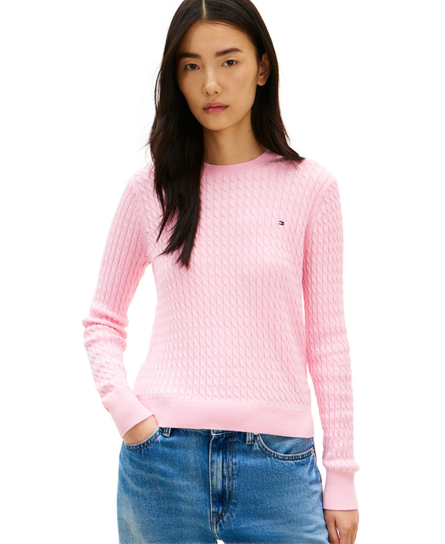 Women's Fine Gauge Cable Crewneck Sweater