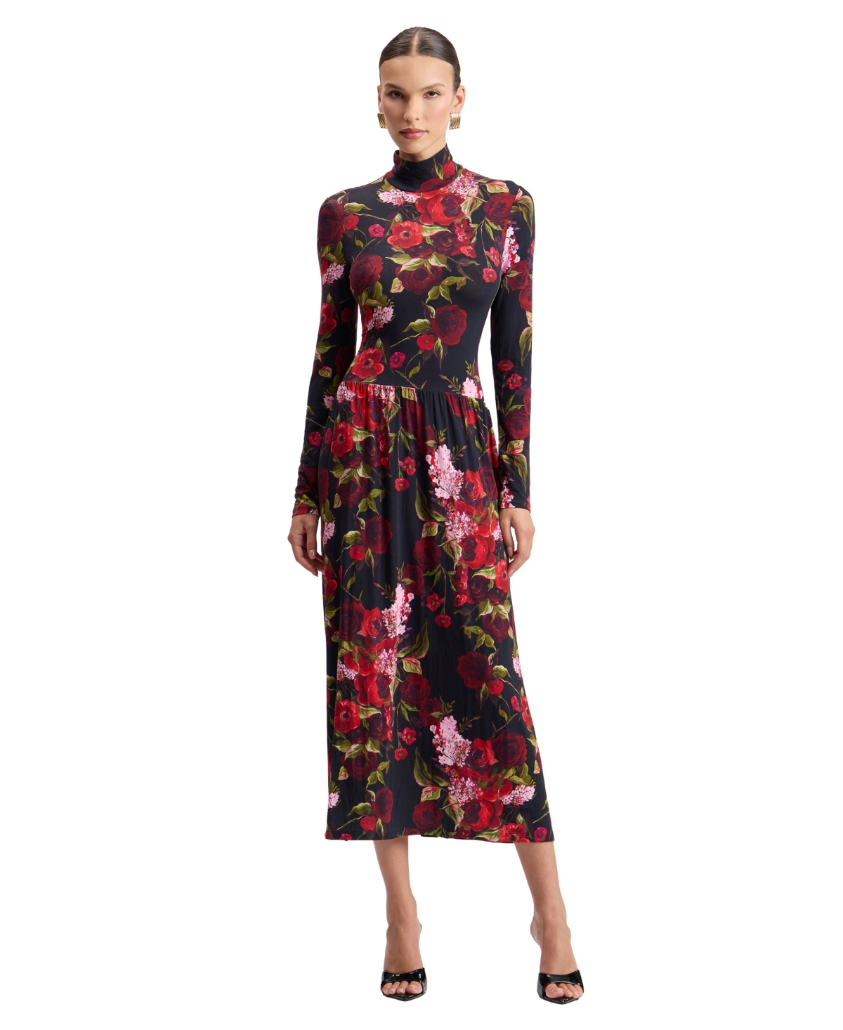 Avec Les Filles Women's Long Sleeves Printed Maxi Dress