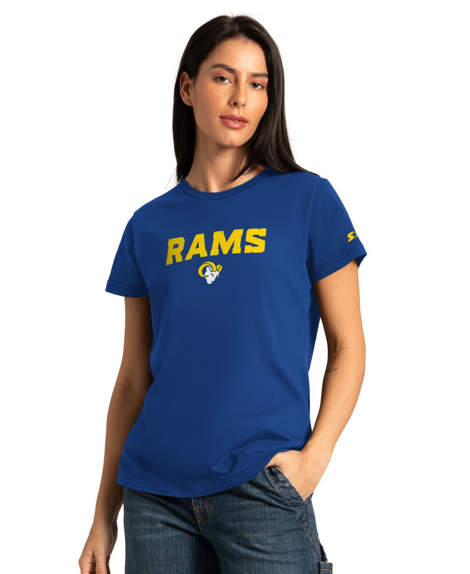 Women's Royal/Ash Los Angeles Rams Short Sleeve Long Sleeve T-Shirt Combo Pack