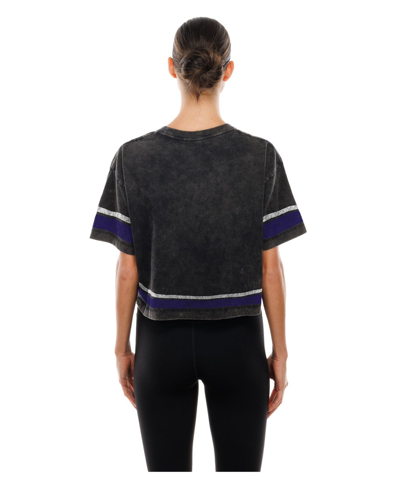 Women's Black Baltimore Ravens Lifestyle Mineral Wash Boxy Cropped T-Shirt