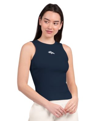Women's   Navy Denver Broncos Athleisure Cropped Tank Top