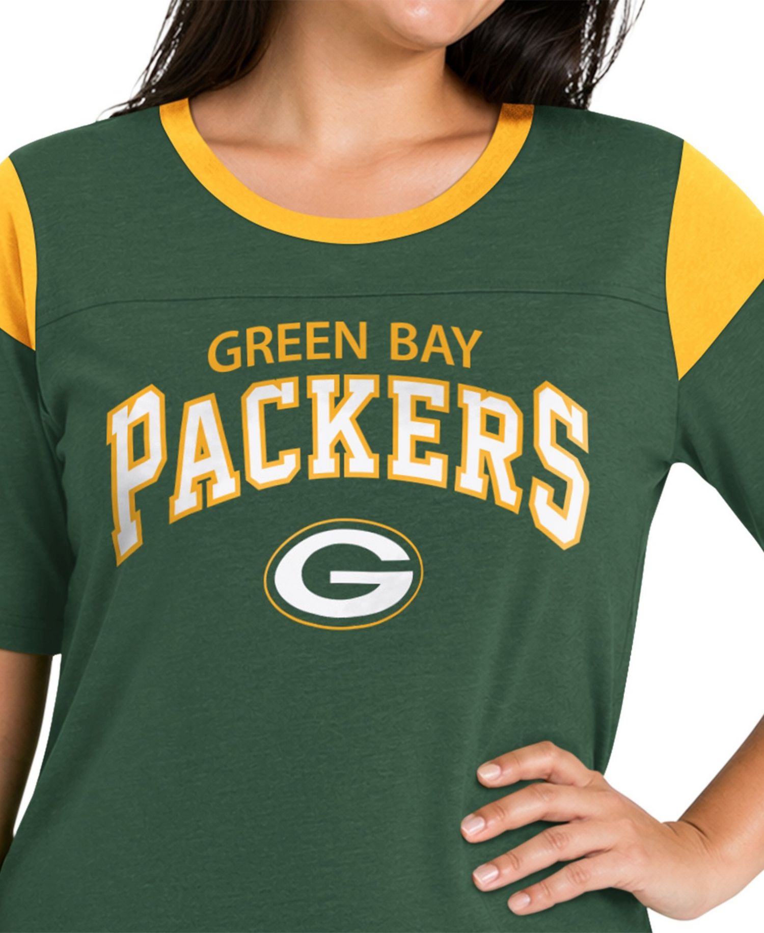 Women's Green Bay Packers Plus Size Linebacker Slub T-Shirt