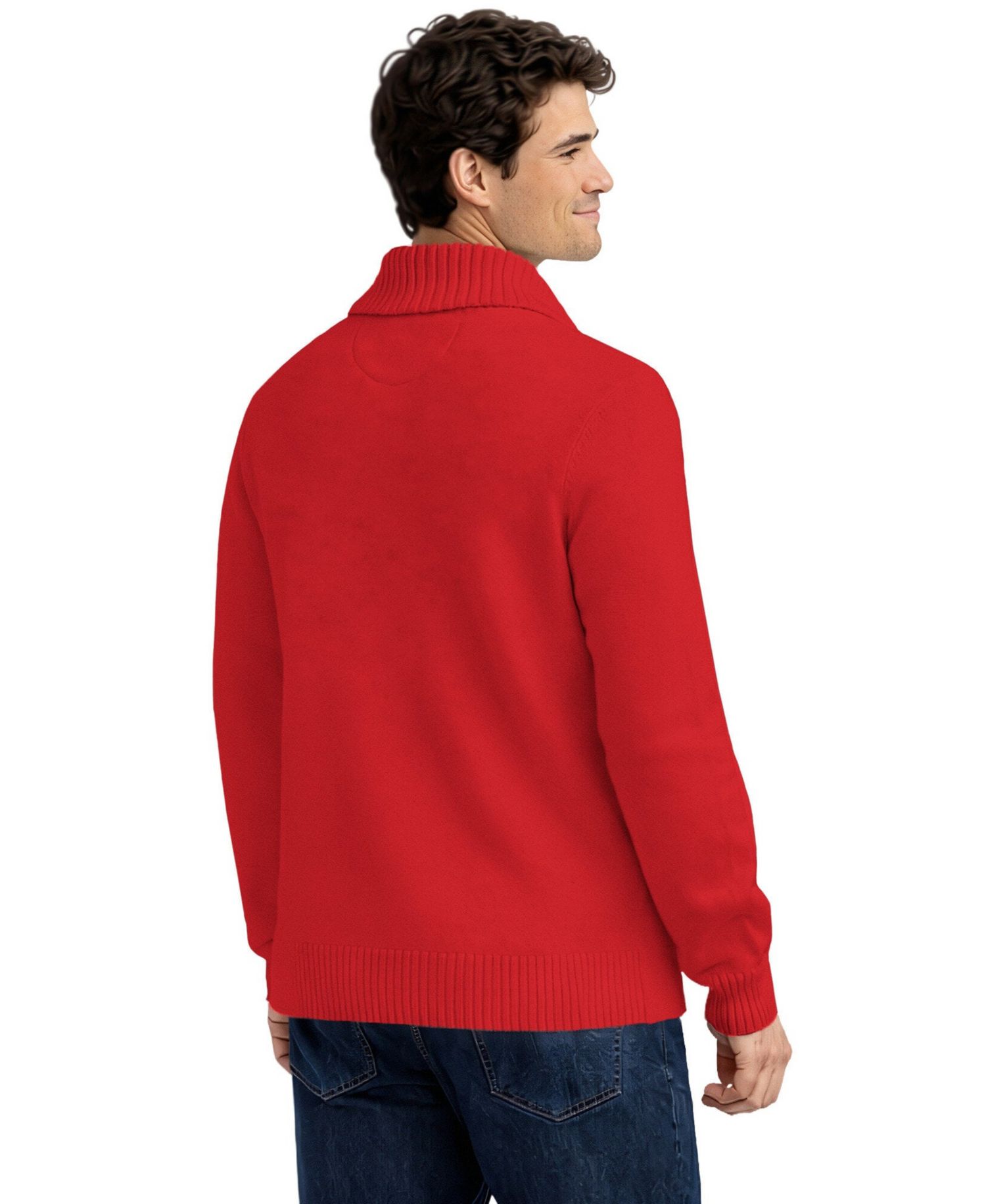 Men's Scarlet San Francisco 49ers Shawl Collar Heavy Knit Cardigan Sweater