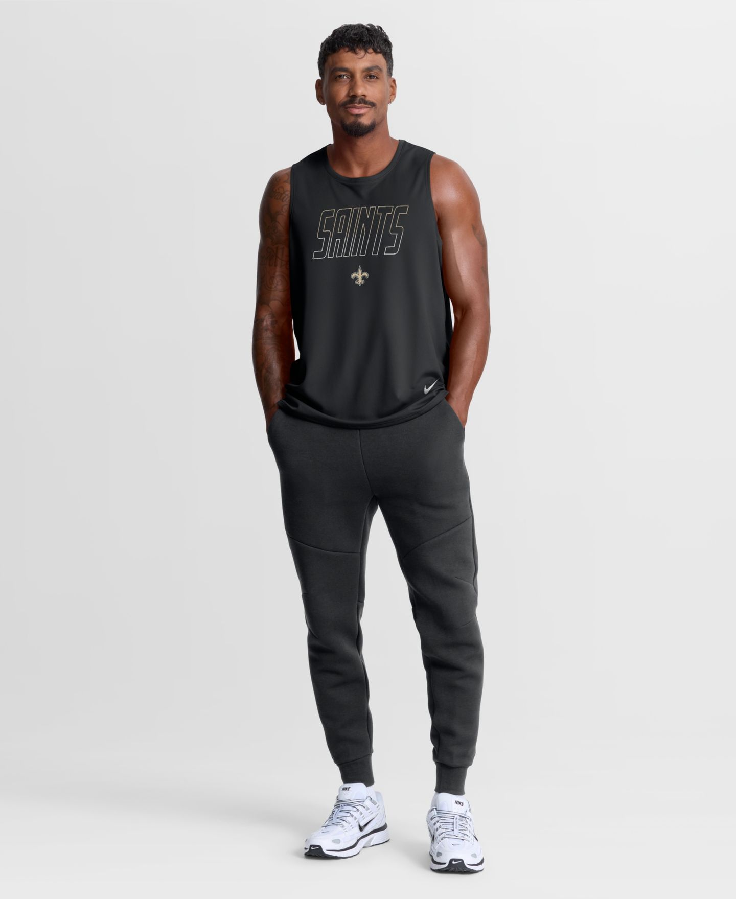 Мужской топ Nike Black New Orleans Saints Kickoff Miler Dri-FIT Tank — фото 2