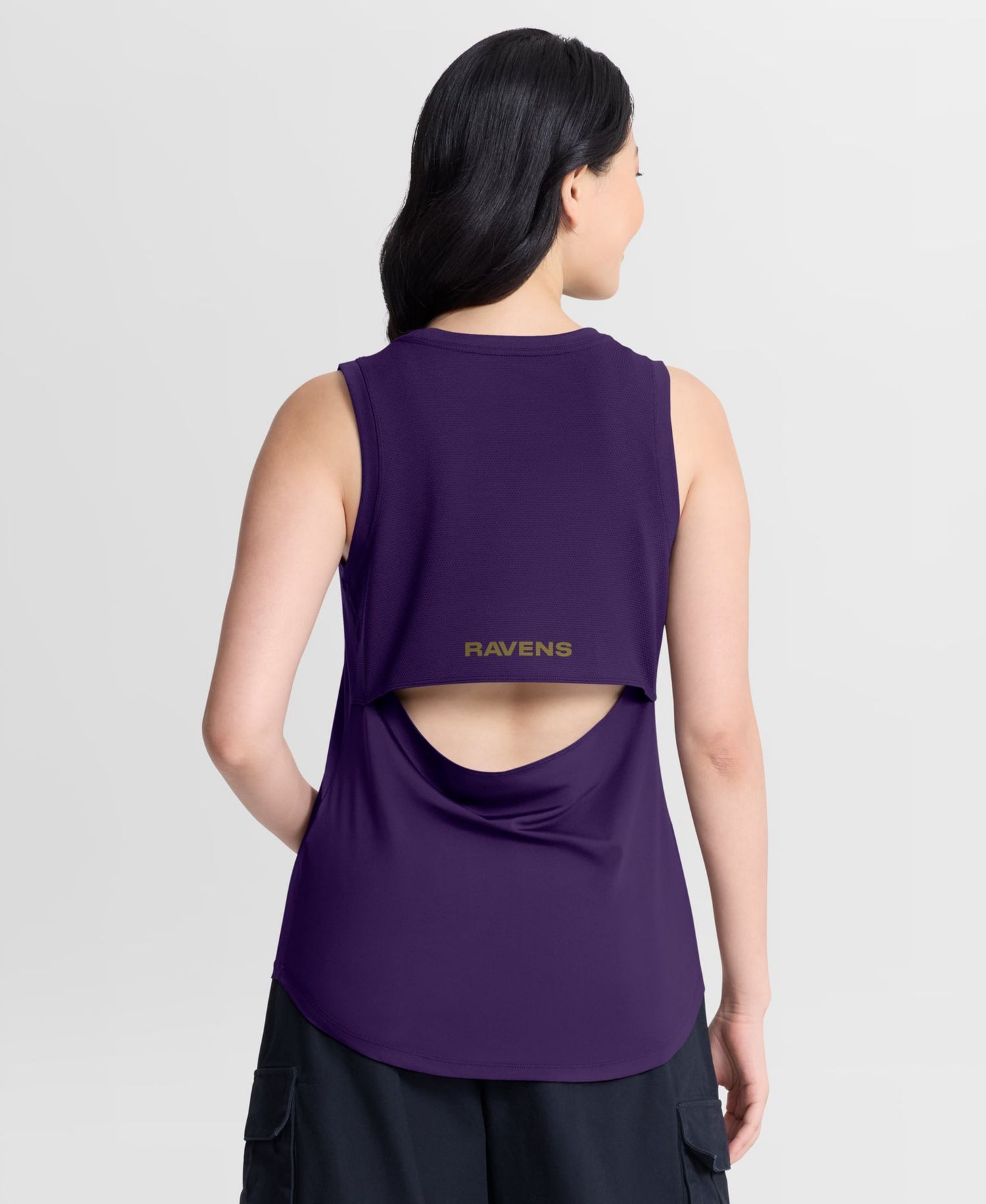 Women's Purple Baltimore Ravens Draped Mesh Back Performance&iquest; Tank Top