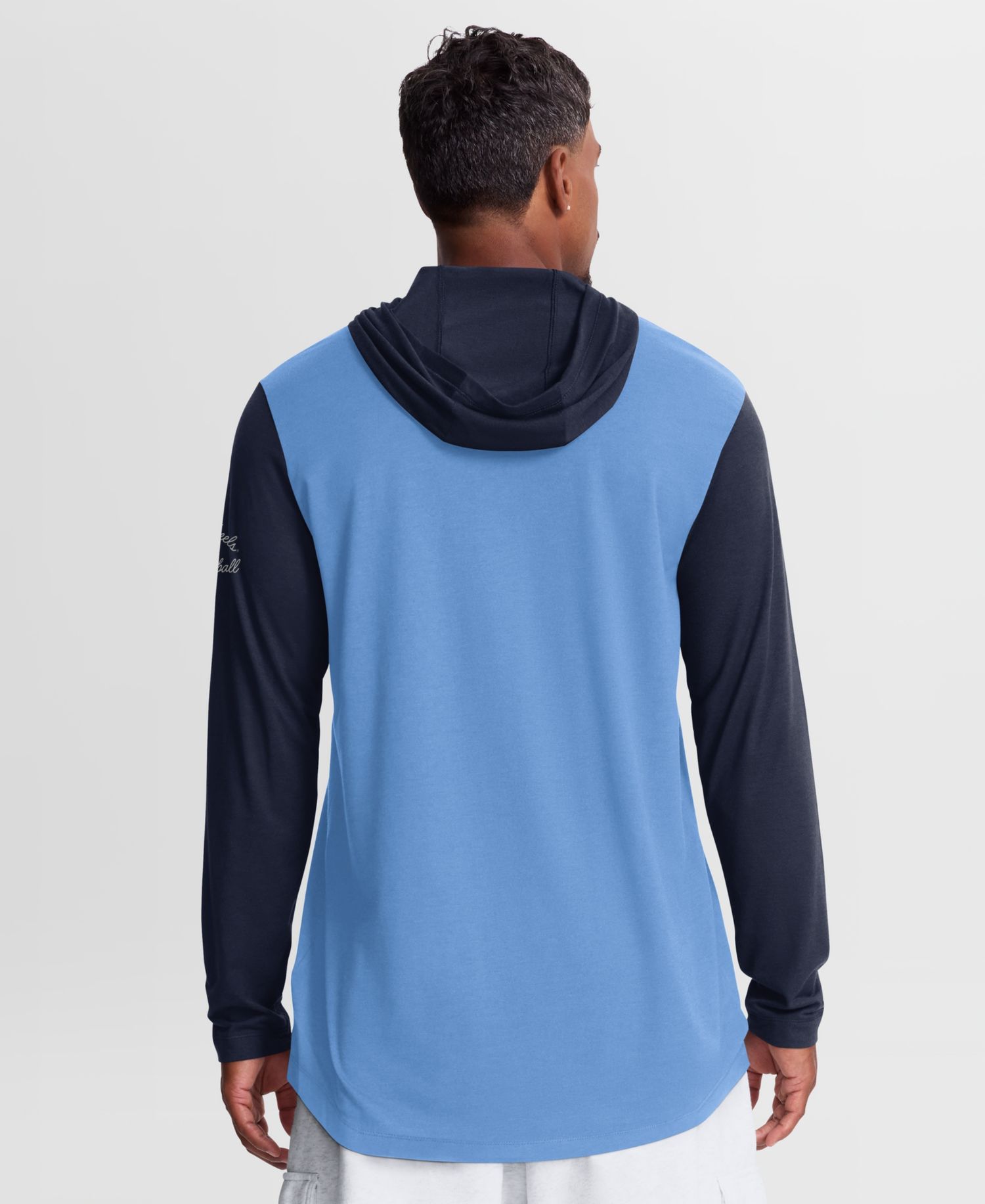 Men's Carolina Blue/Navy North Carolina Tar Heels Campus Legacy Tri-Blend Long Sleeve Hooded T-Shirt