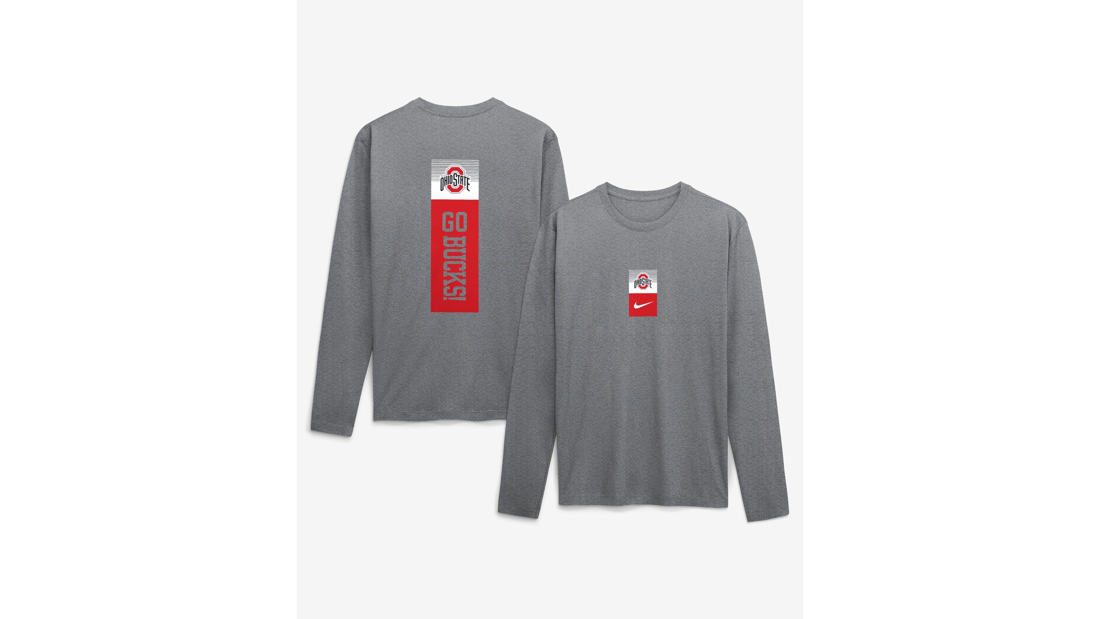 Nike Men's Heather Gray Ohio State Buckeyes Double Stack Legend Dri-fit Long Sleeve T-Shirt