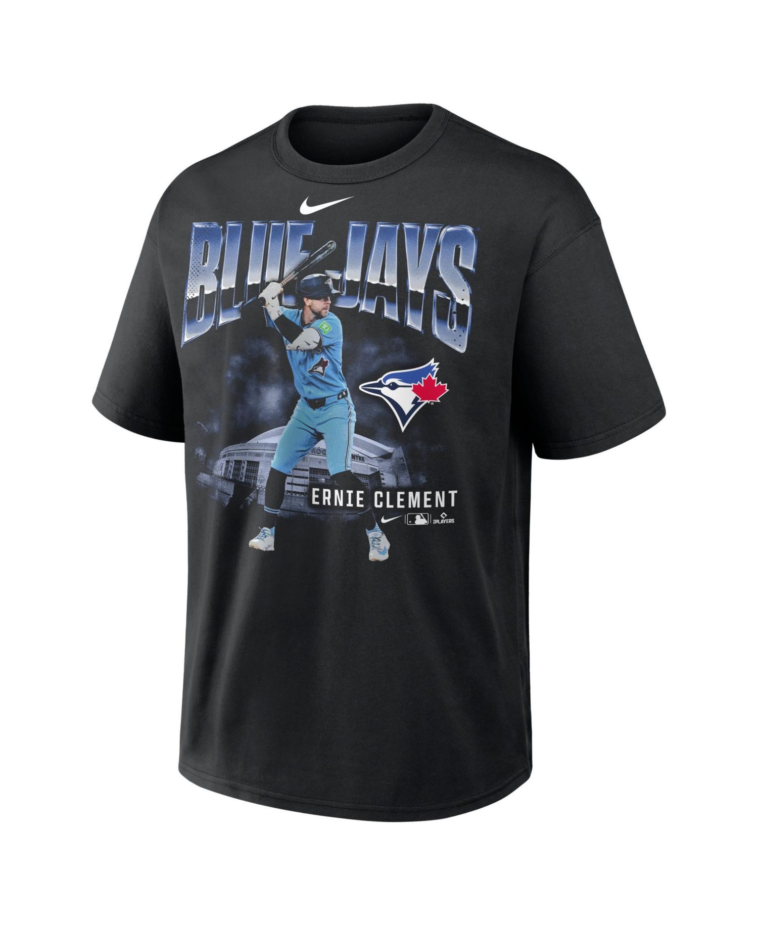 Men's Ernie Clement Black Toronto Blue Jays Enlarged Player Graphic Max90 Heavyweight T-Shirt