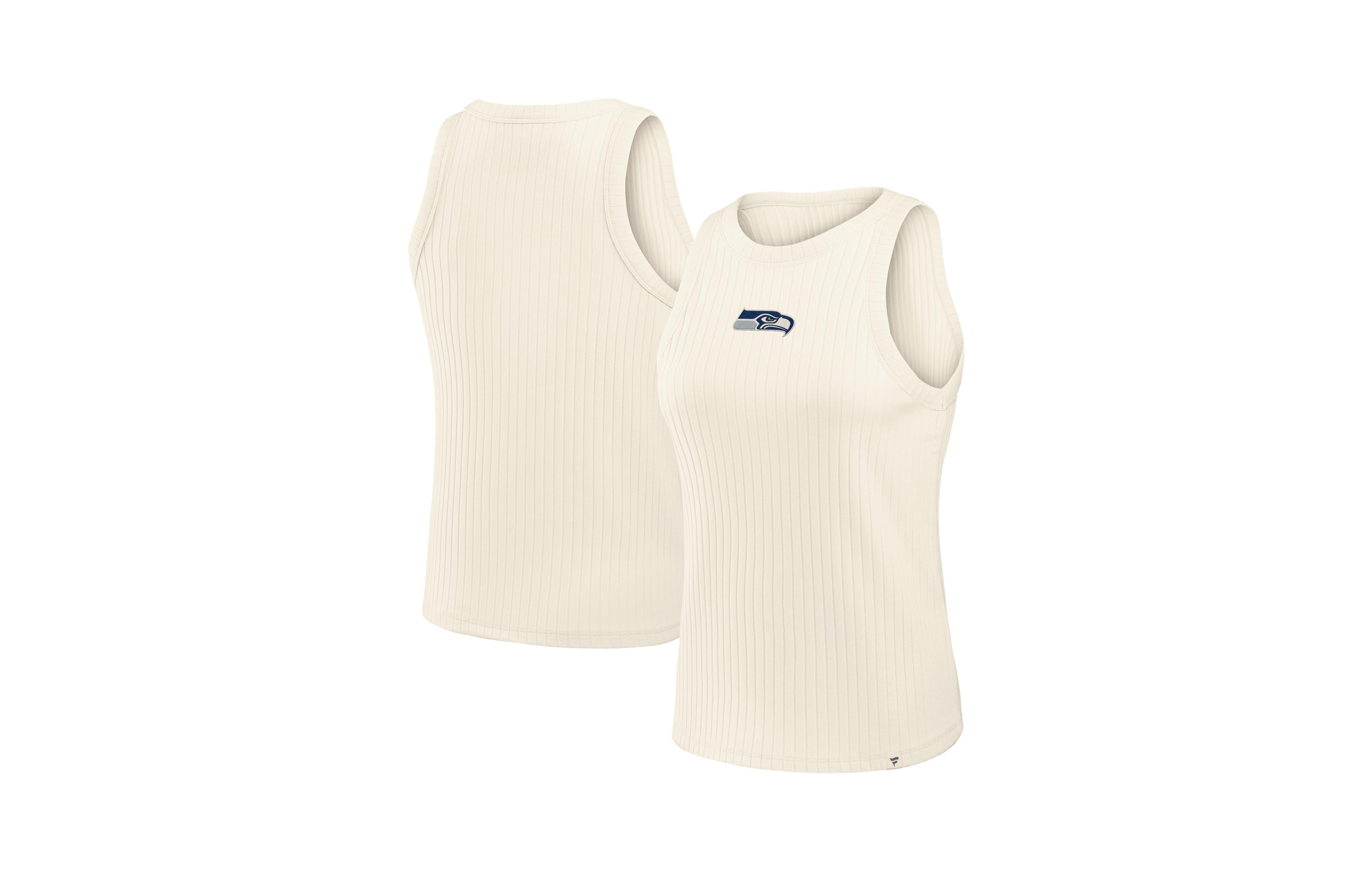 Fanatics Women's Cream Seattle Seahawks Star Play Tri-Blend Ribbed Tank Top