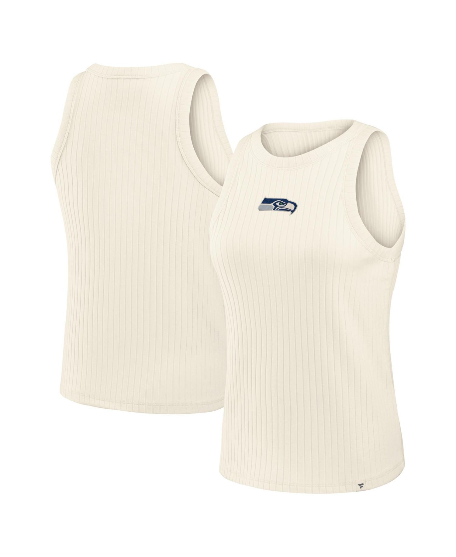 Women's Cream Seattle Seahawks Star Play Tri-Blend Ribbed Tank Top
