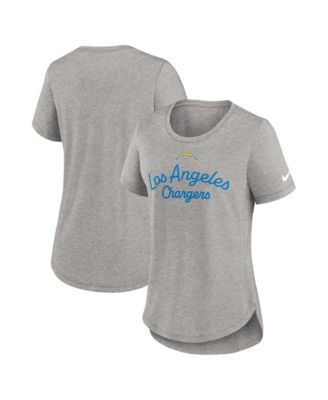 Women's Heather Gray Los Angeles Chargers Strong Safety Tri-Blend T-Shirt