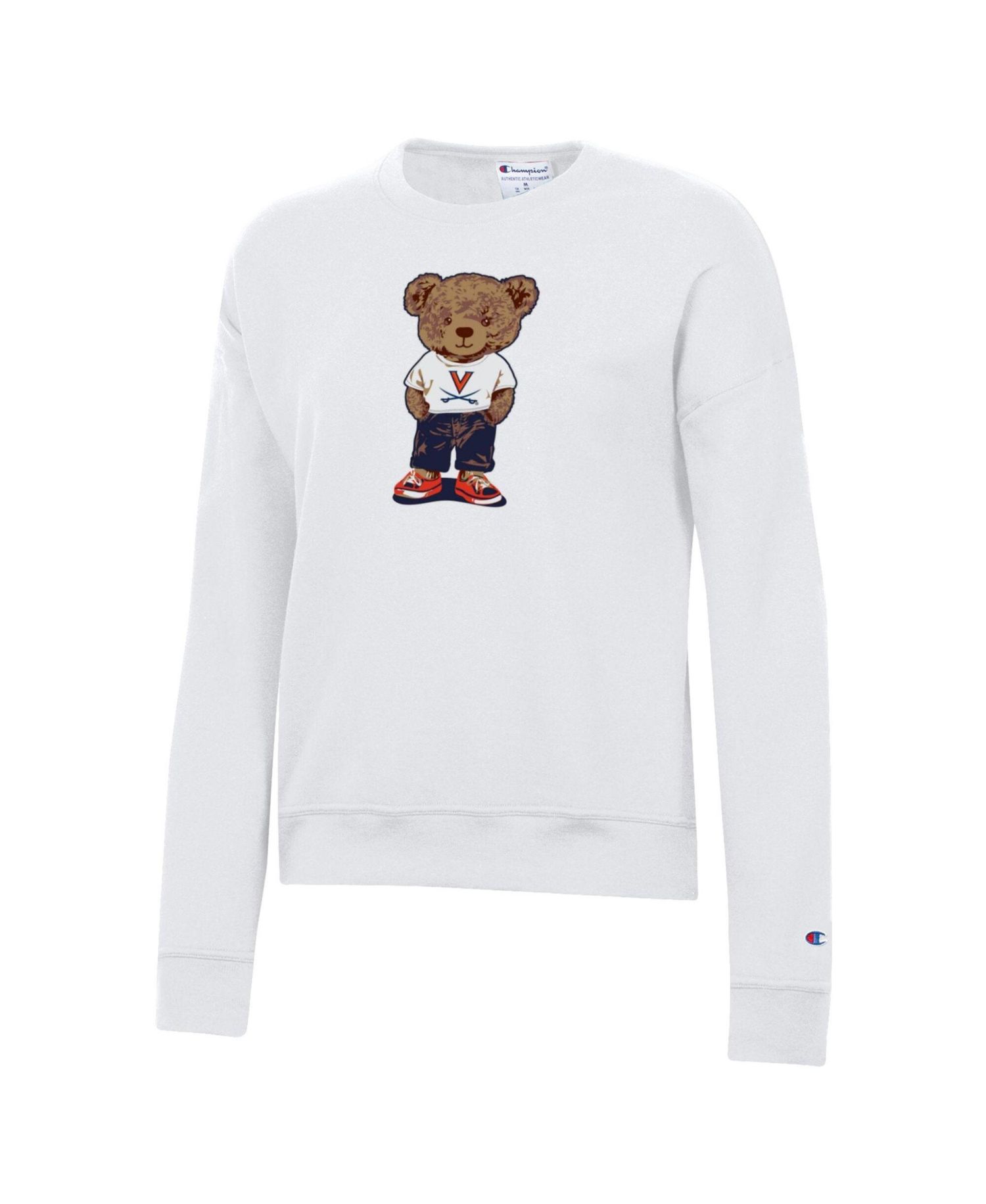 Women's White Virginia Cavaliers Teddy Bear Fleece Sweatshirt