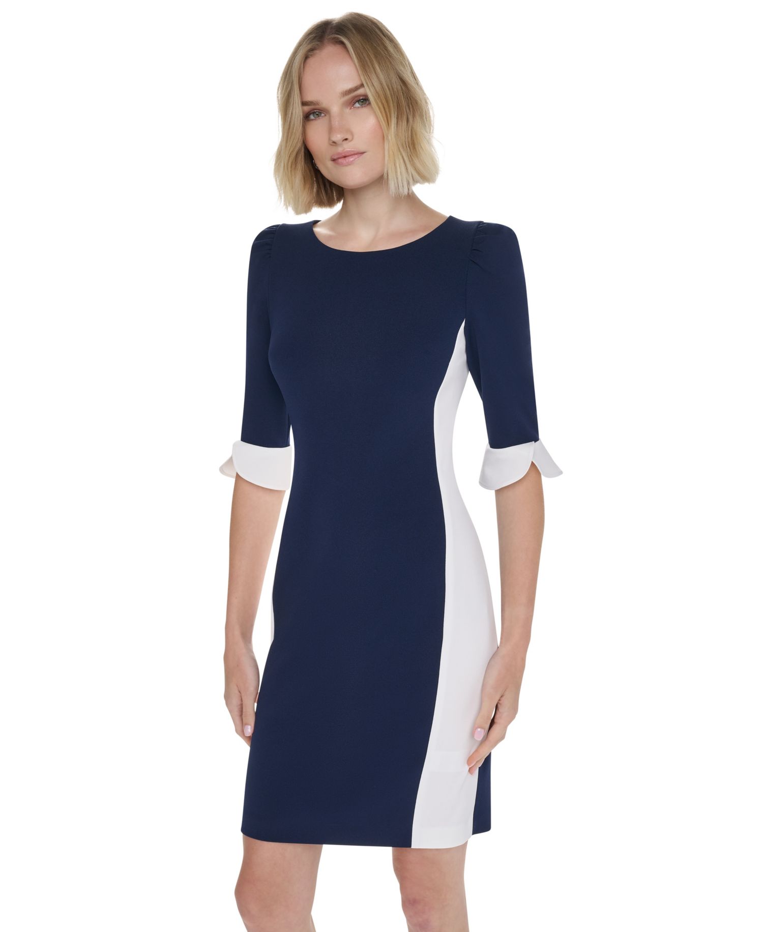 Women's Colorblock 3/4-Sleeve Sheath Dress
