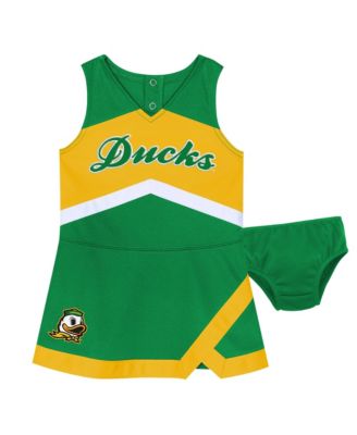 Girls Toddler Green Oregon Ducks Cheer Captain Dress with Bloomers
