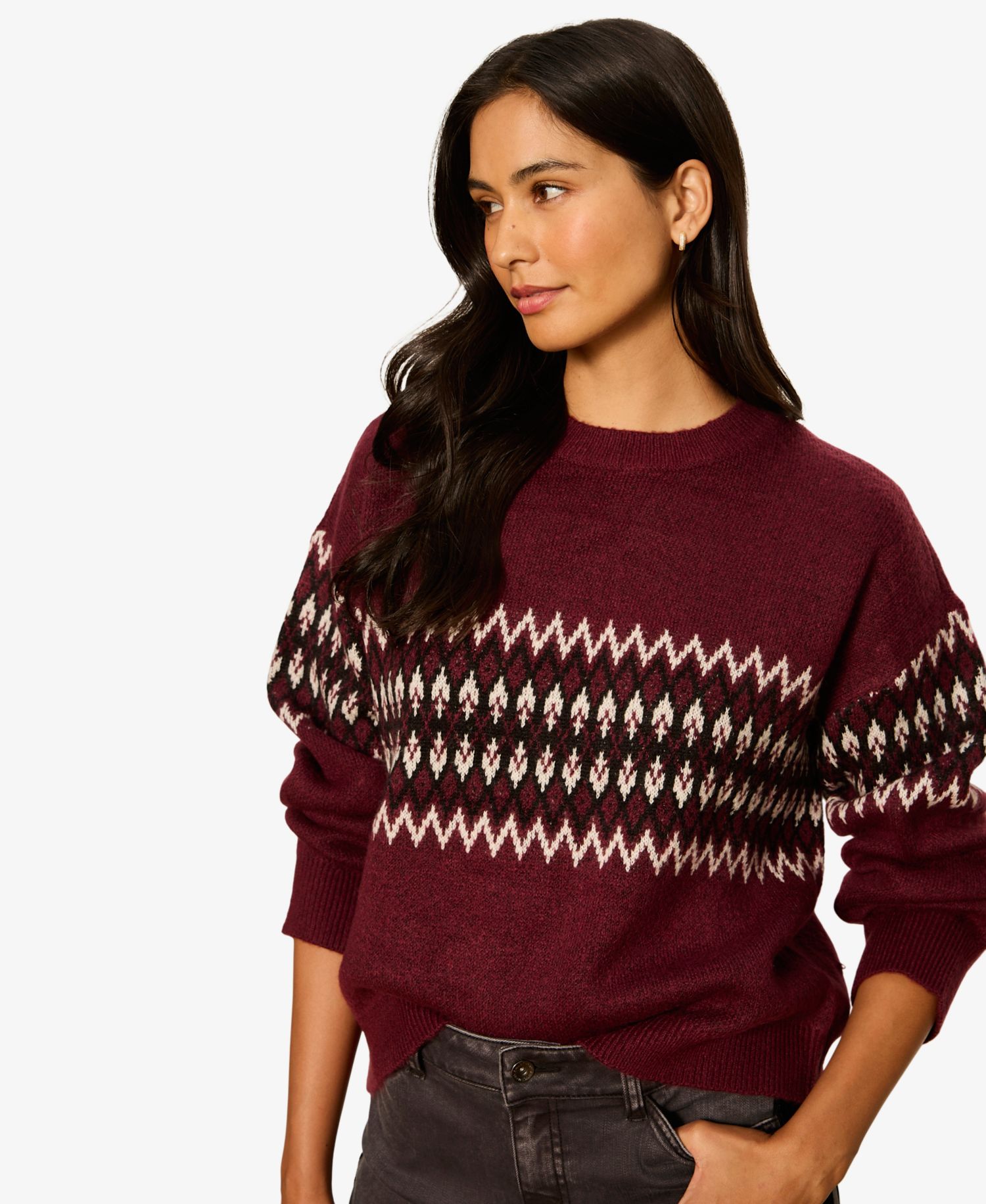 Women's Argyle Crew Long-Sleeve Pullover