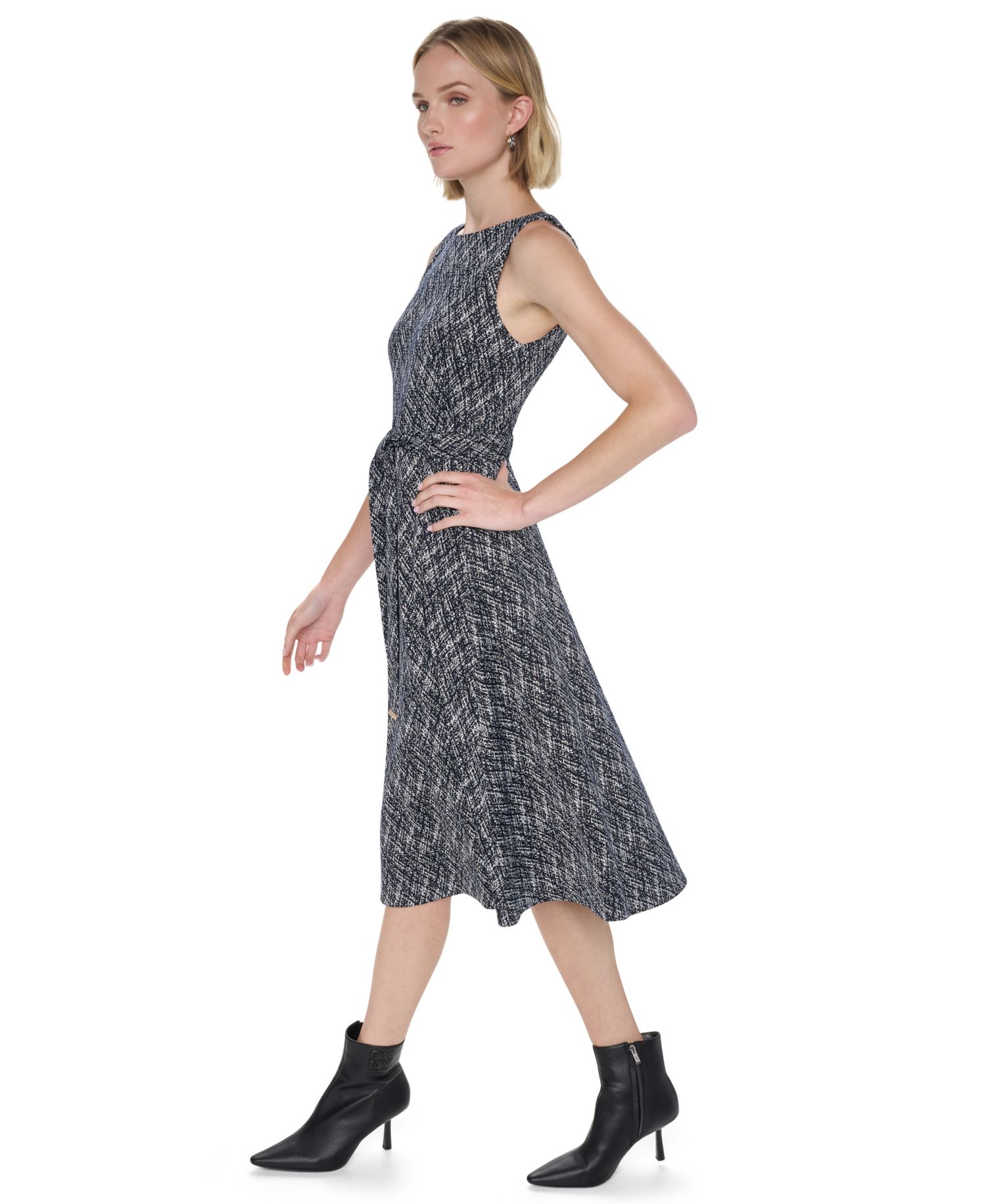 Women's Sleeveless Midi Fit-and-Flare Dress