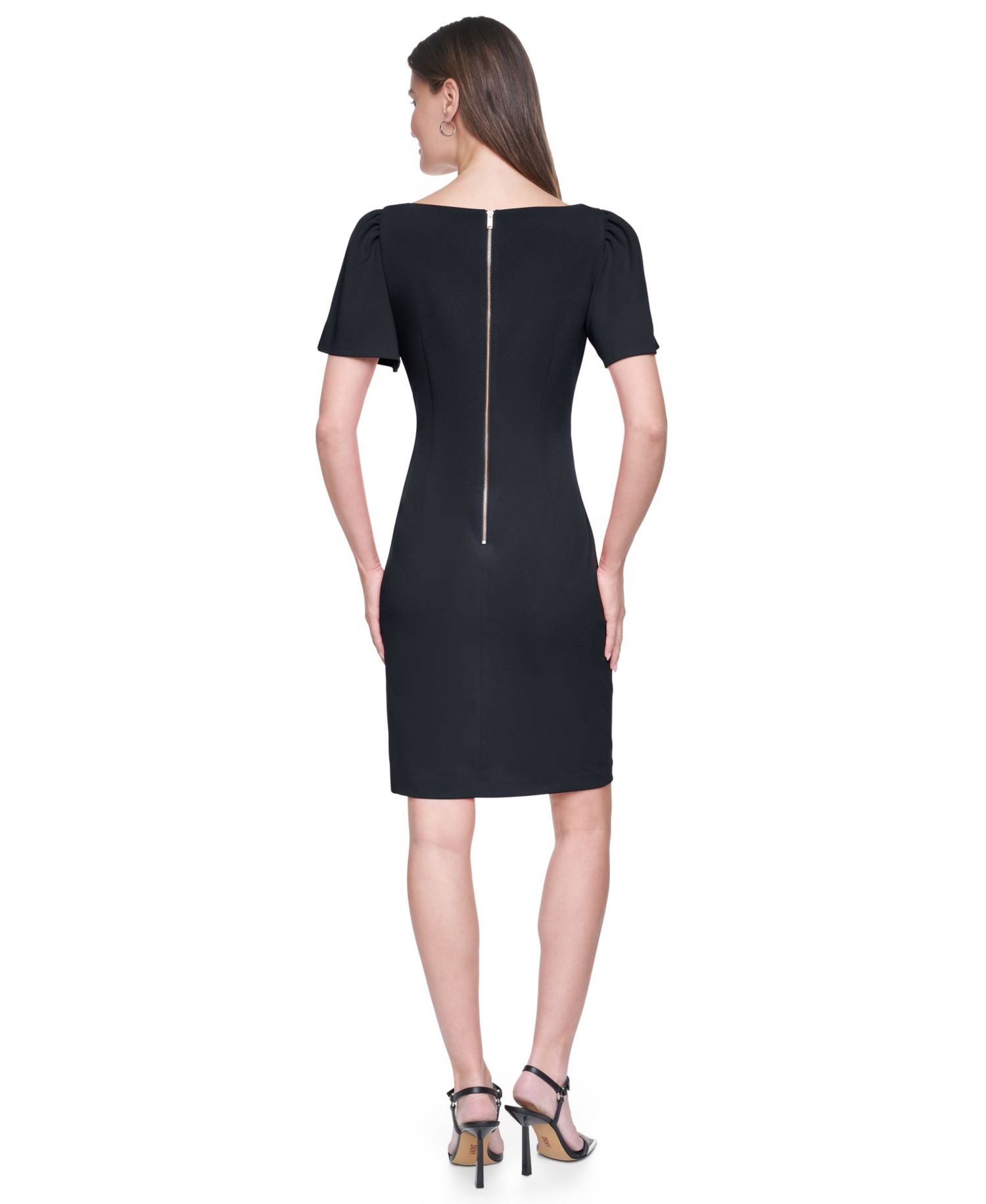 Women's Short-Sleeve Boat Neck Ruched Dress