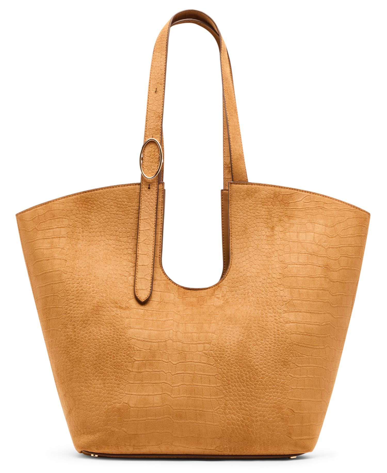 Women's Faux Suede Croc Emboss Tote with Pouch