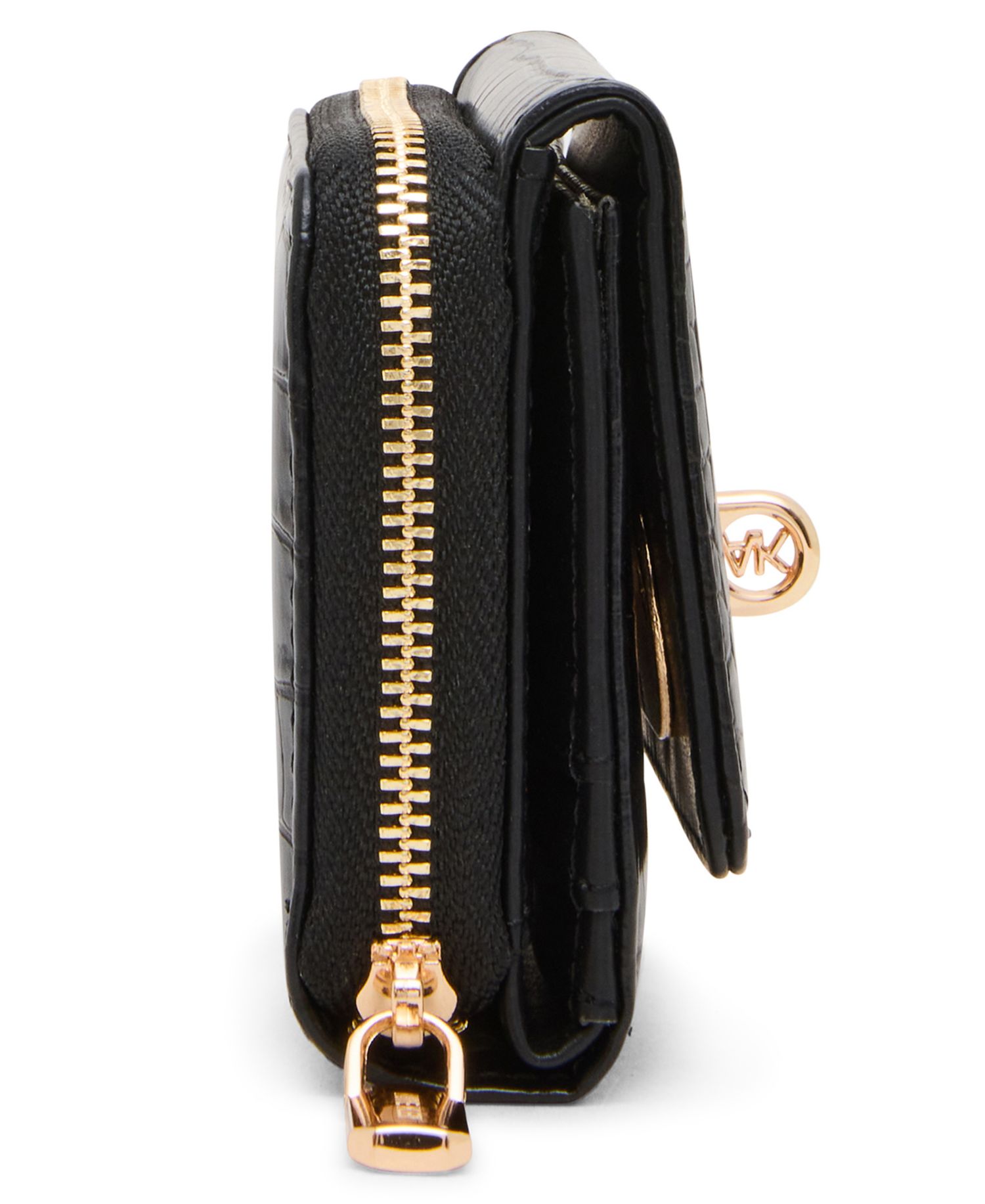 Women's Faux-Croc Trifold Turn-Lock Wallet