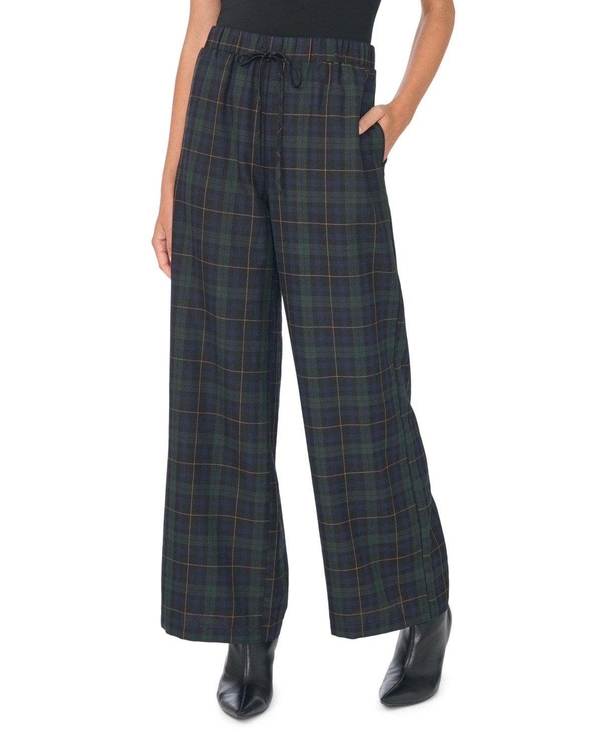 Vince Camuto Women's Relaxed Plaid Wide-Leg Pants