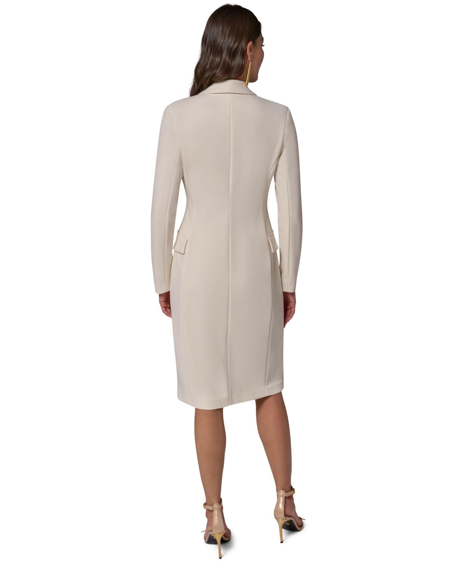 Women's Double-Breasted Shawl Collar Asymmetric-Front-Hem Blazer Dress