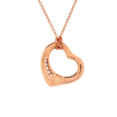 Elsa Peretti Open Heart 5 Diamonds Pendant Necklace