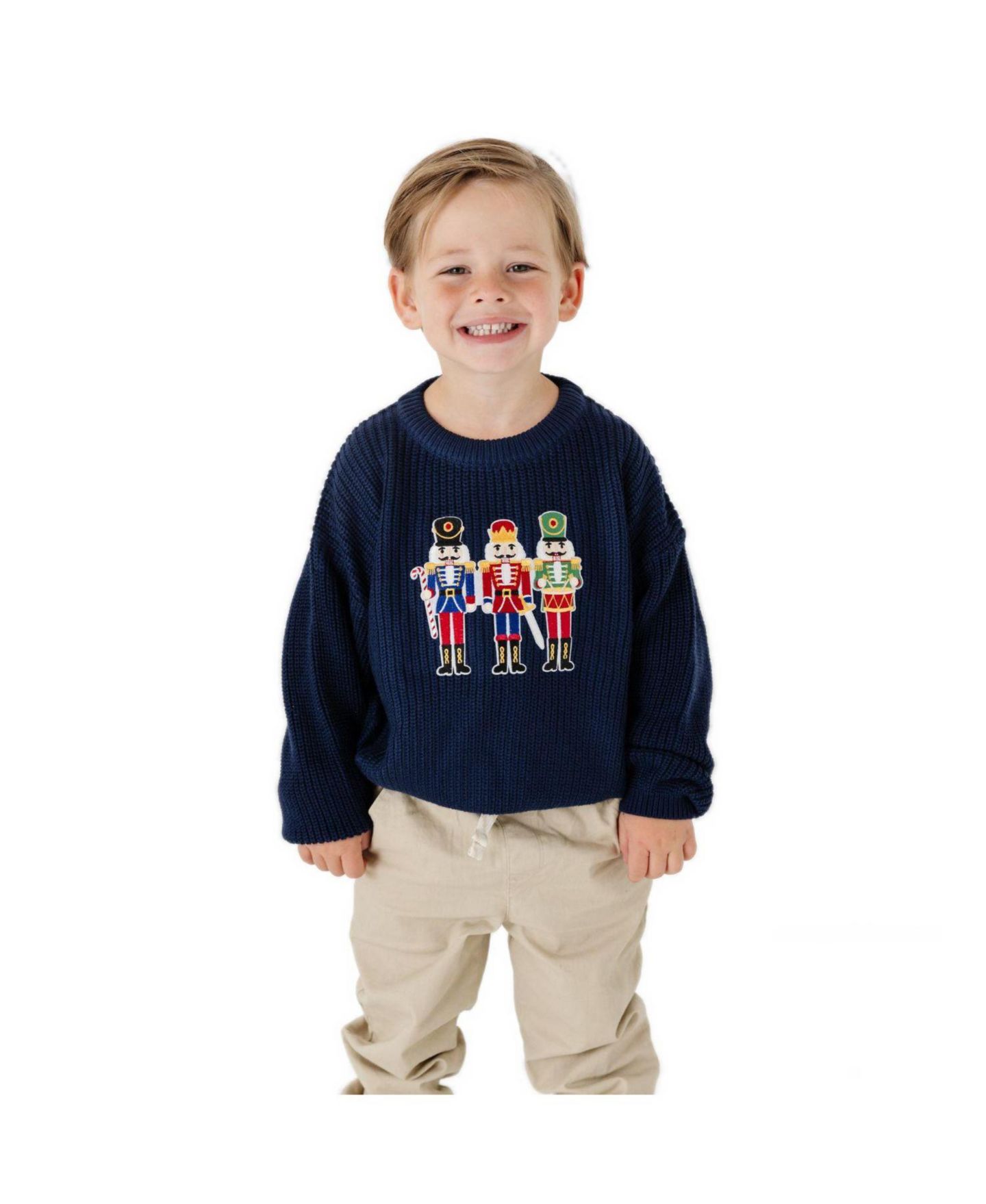Свитер Sweet Wink Nutcracker Patch Christmas Crewneck Long-Sleeve для мальчиков-малышей, цвет: Тёмно-синий — фото 2