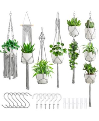 6 Pack Macrame Hanging Planters Indoor Outdoor Plant Hangers