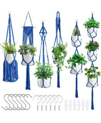6 Pack Macrame Hanging Planters Indoor Outdoor Plant Hangers