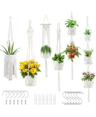 6 Pack Macrame Hanging Planters Indoor Outdoor Plant Hangers