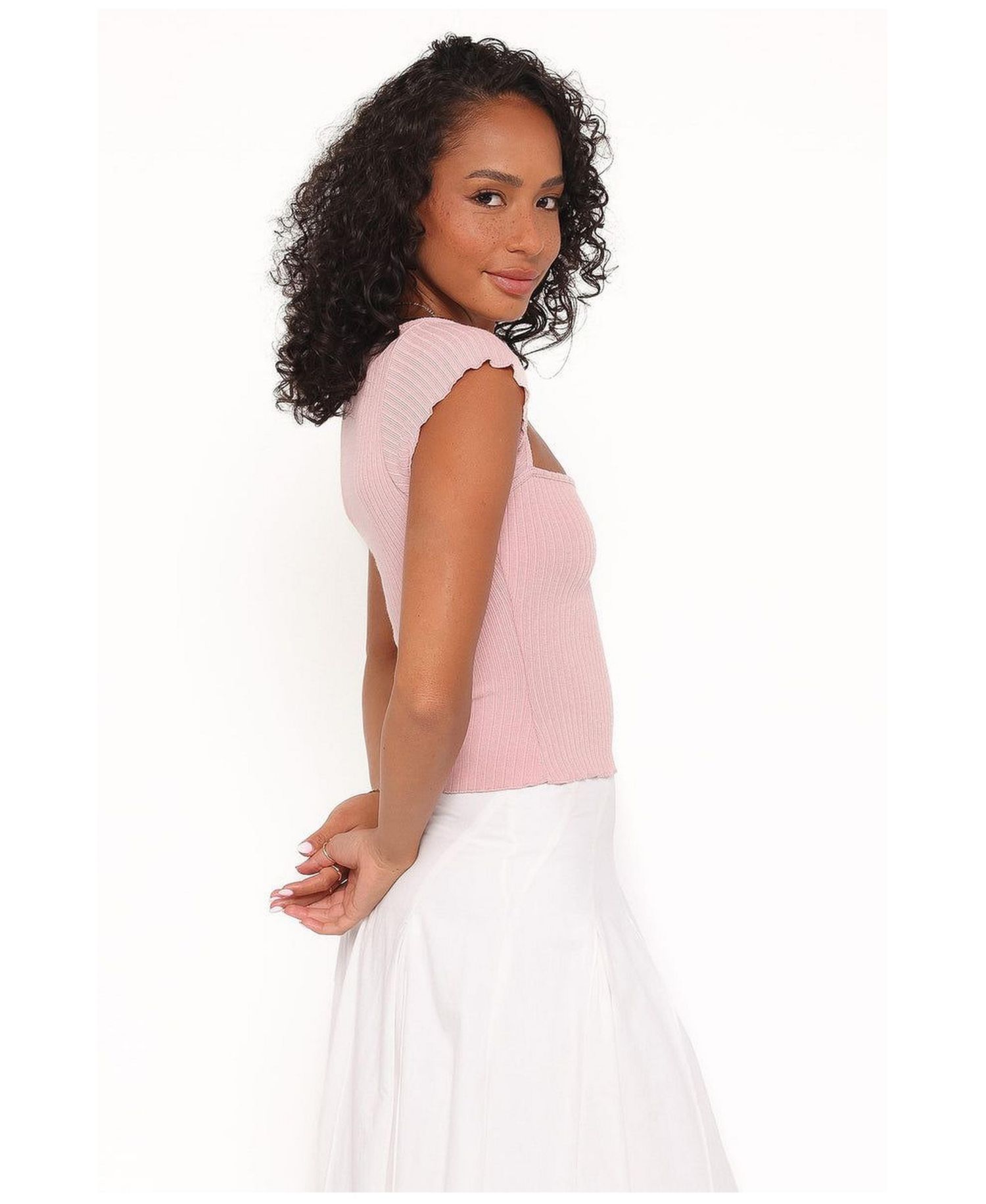 Women's Maura Sweetheart-Neckline Short-Sleeve Top
