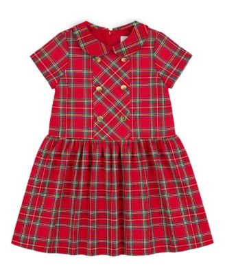 Girls' 4-16 Plaid Knee-Length Short-Sleeve Dress