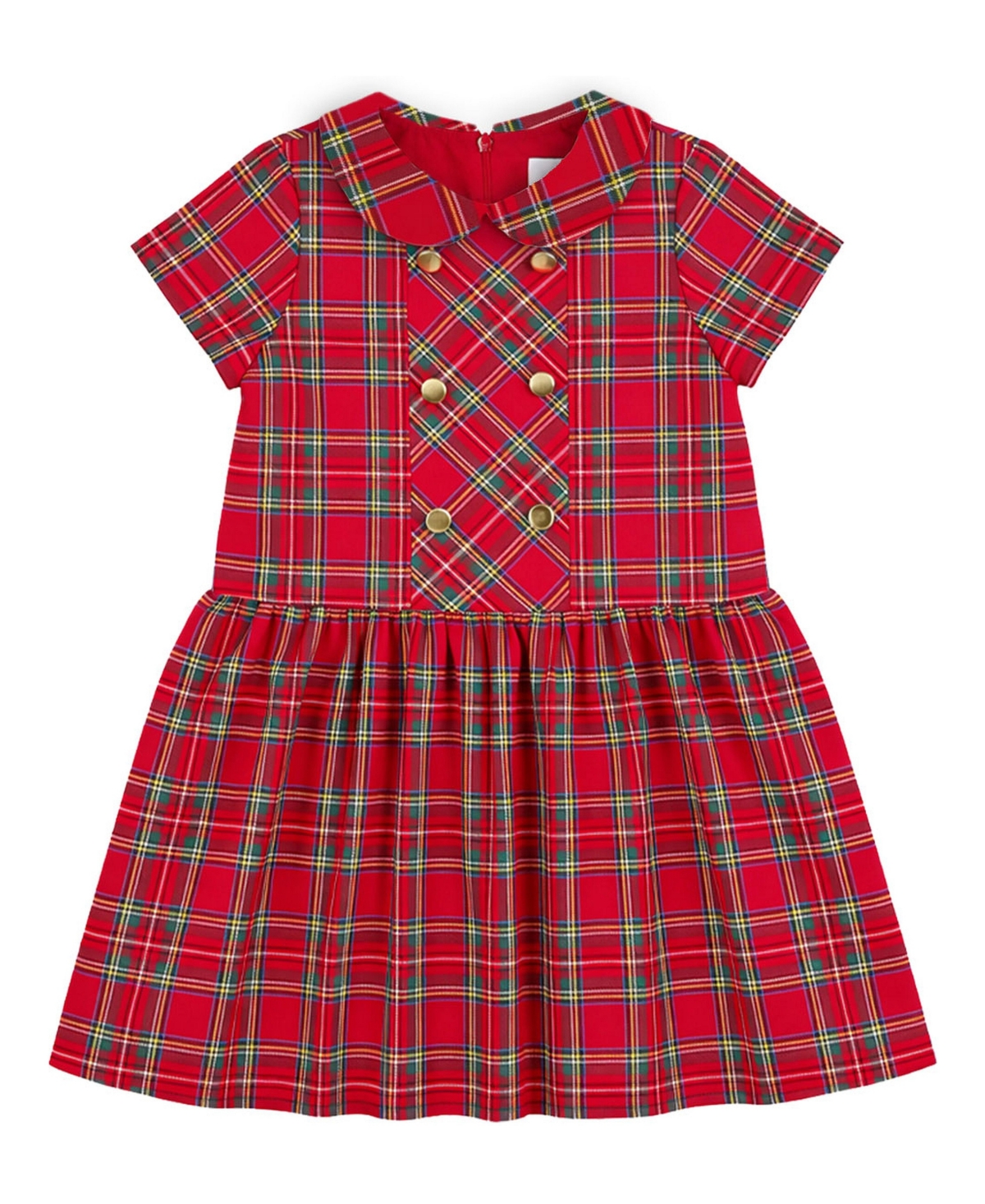 Florence Eiseman Girls' 4-16 Plaid Knee-Length Short-Sleeve Dress