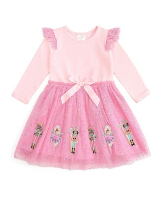 Girls' 4-16 Christmas Nutcracker Applique Long-Sleeve Dress