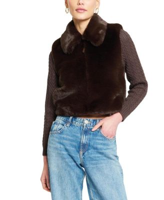 Women's Maia Cropped Fur Cabled Sleeves Sweater