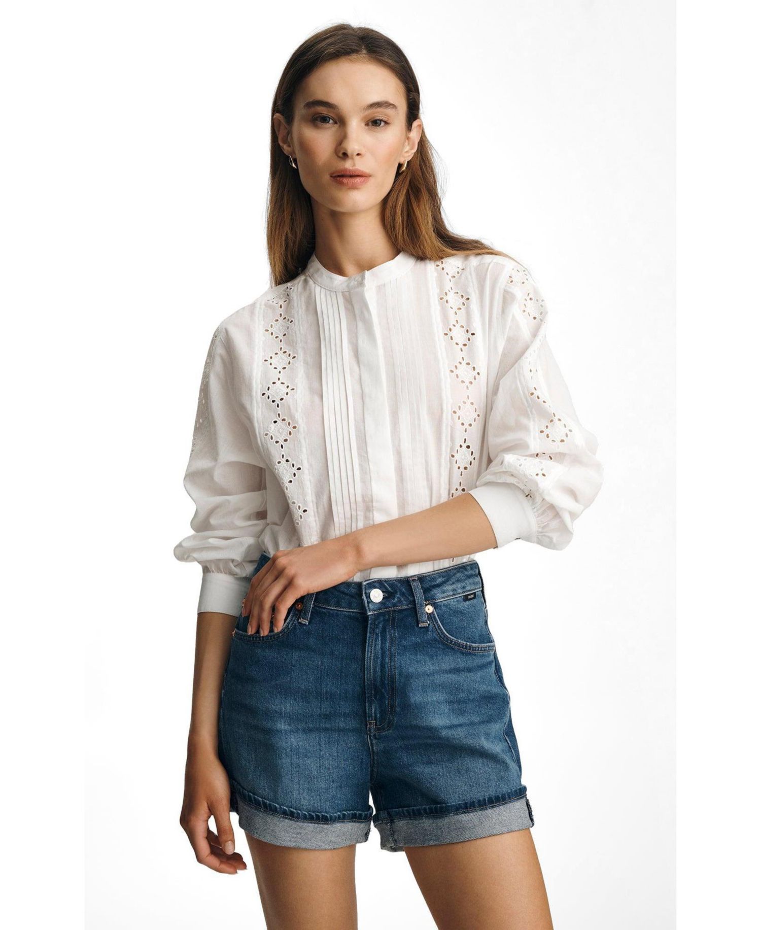 Women's Heidi High-Waisted Cuffed Denim Shorts, 3.5" Inseam