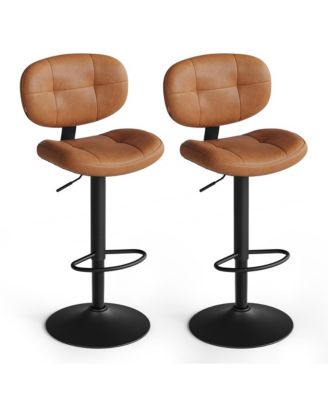 PU Leather Counter Height Bar Stool with Swivel Seat and Footrest
