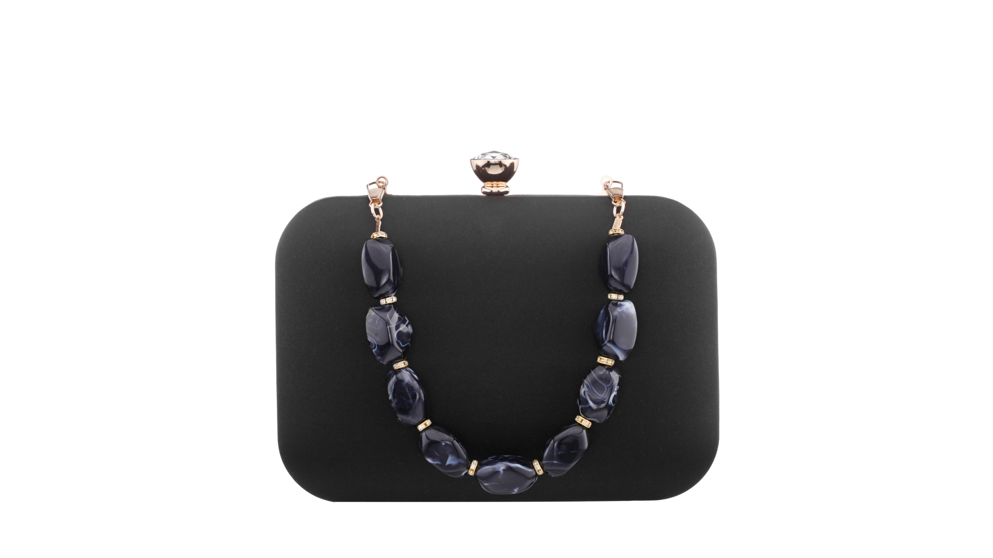 Nina Kaela Beaded Strap Minaudiere Small Clutch Handbag