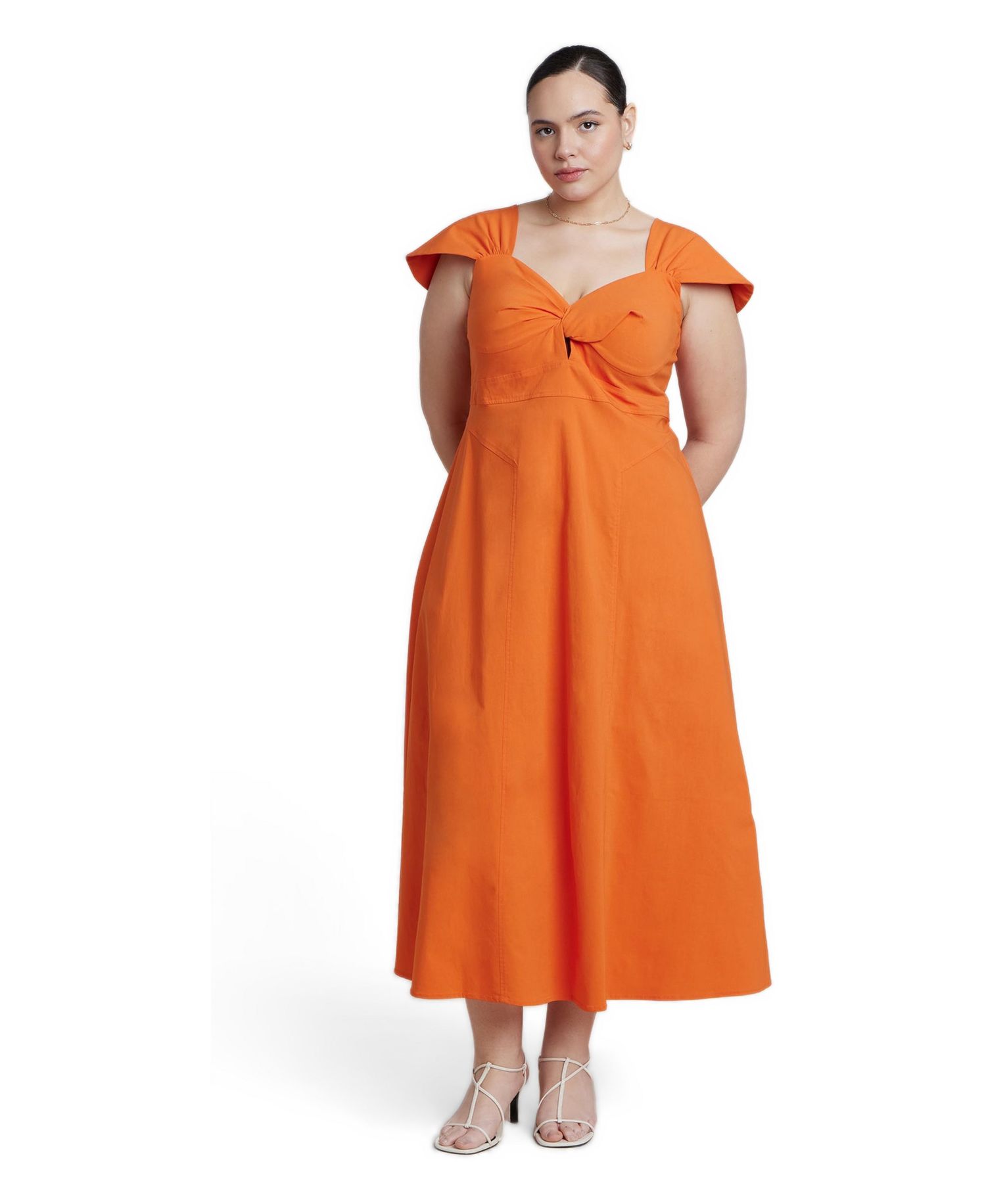 Plus Size Twist-Detail Sweetheart Neck Dress