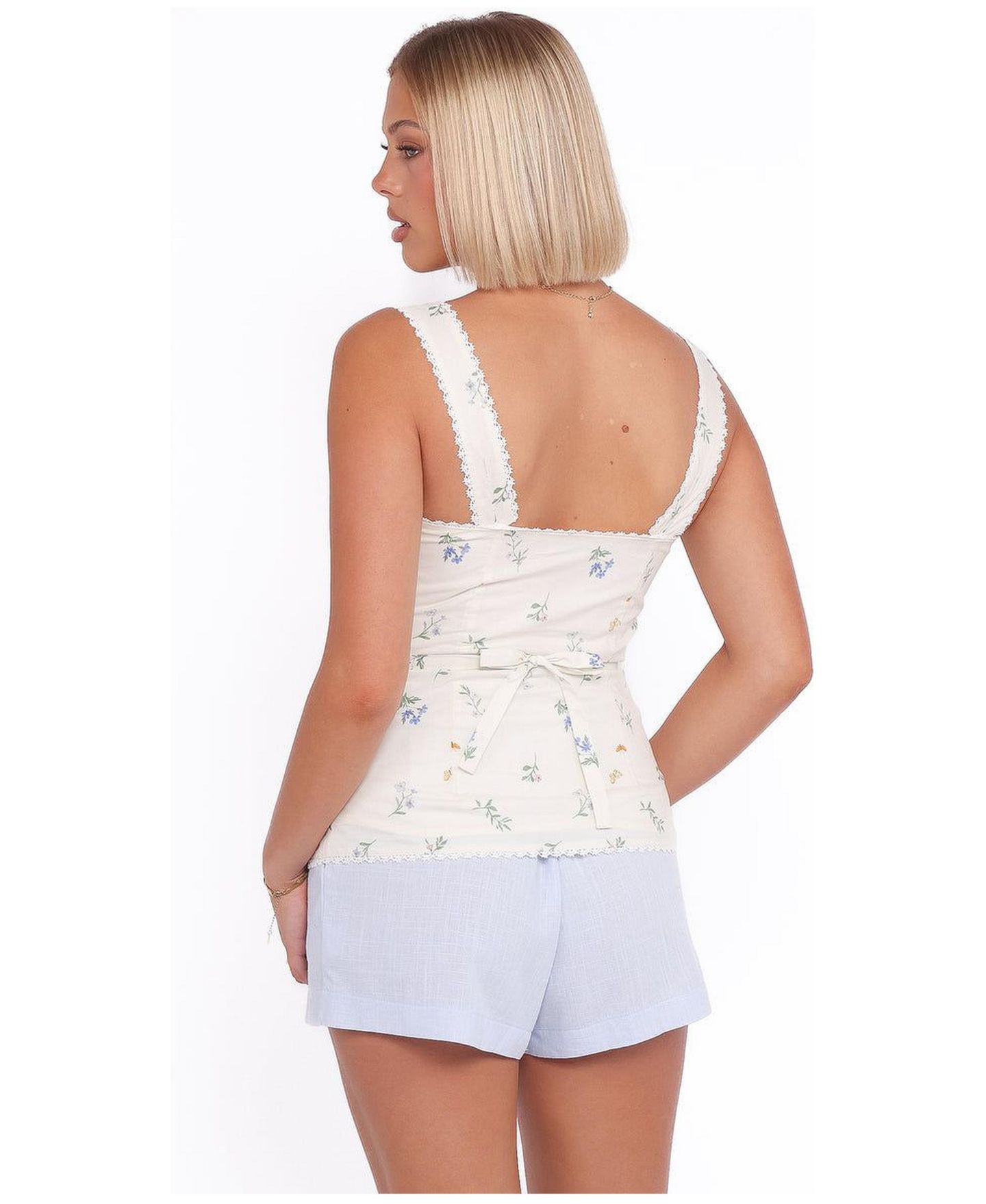 Женский топ Petal and Pup Ana Floral Lace-Trim V-Neck, цвет: С принтом — фото 2