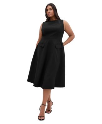 Plus Size Dynamic Midi A-Line Skater Dress