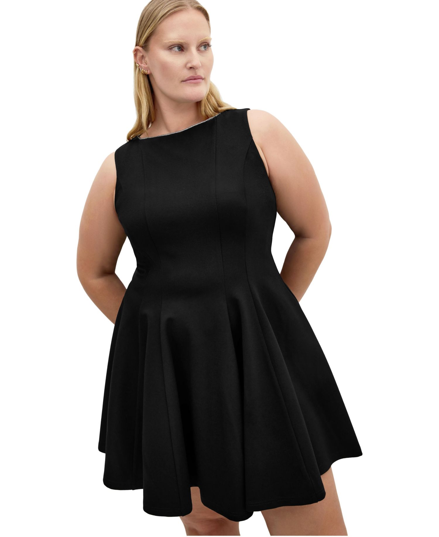 Plus Size Mary A-Line Crewneck Mini Dress