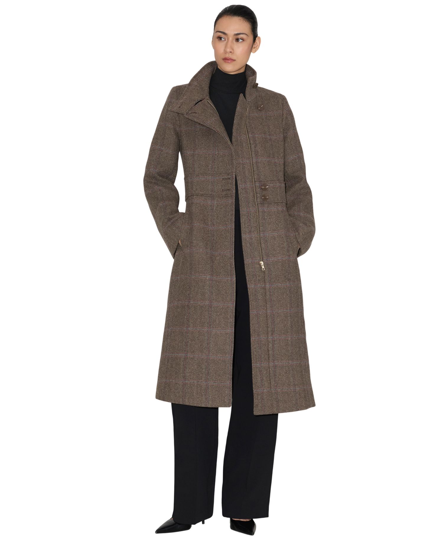 Women's Suzan-Hc Wool-Blend Herringbone Plaid Coat