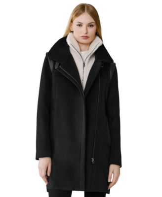 Women's Kiana Wool-Blend Notched-Collar Zipper Coat