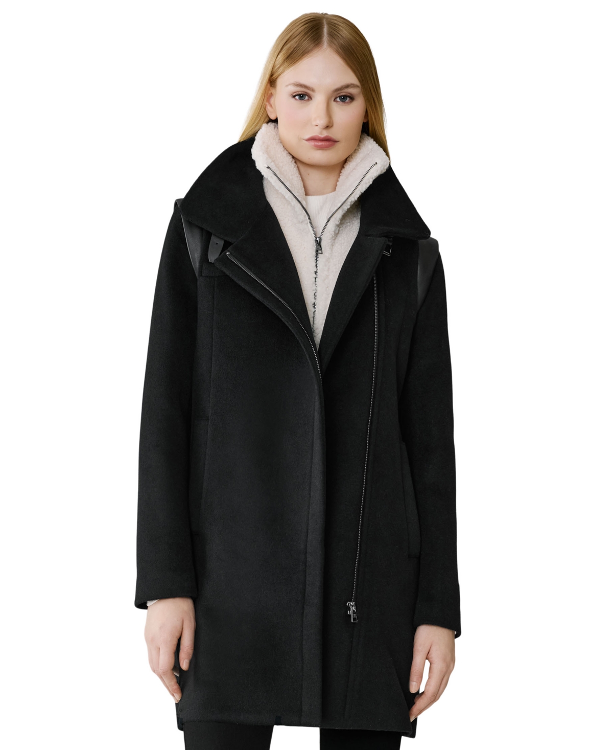 Soia & Kyo Women's Kiana Wool-Blend Notched-Collar Zipper Coat