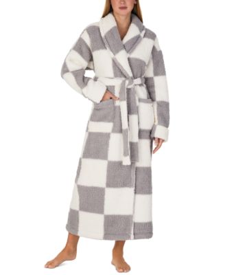 Women's Plush Sherpa Shawl Collar Long Sleeve Robe