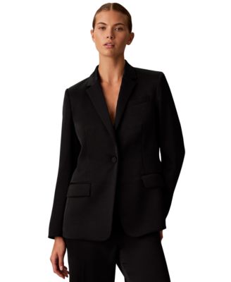Petite One-Button Slim-Fit Satin Blazer