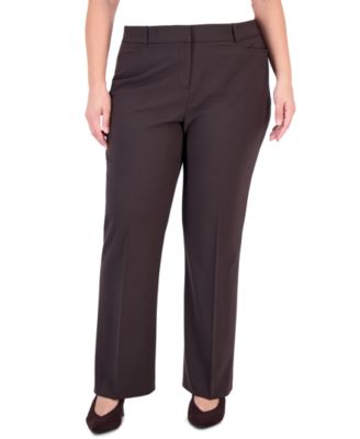 Plus Size Bird Eye Flare Mid-Rise Pants